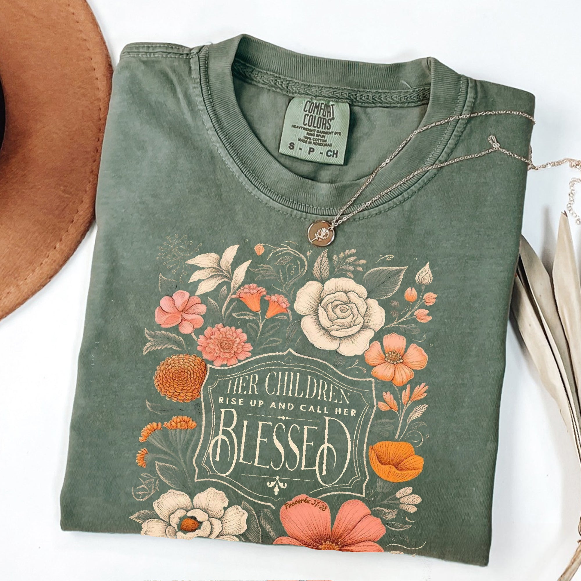 Mothers Day Christian Mama Comfort Colors Shirt, Her Children Rise Up and Call Her Blessed Shirt,Christian Mom Shirt,Bible Verse Proverbs 31